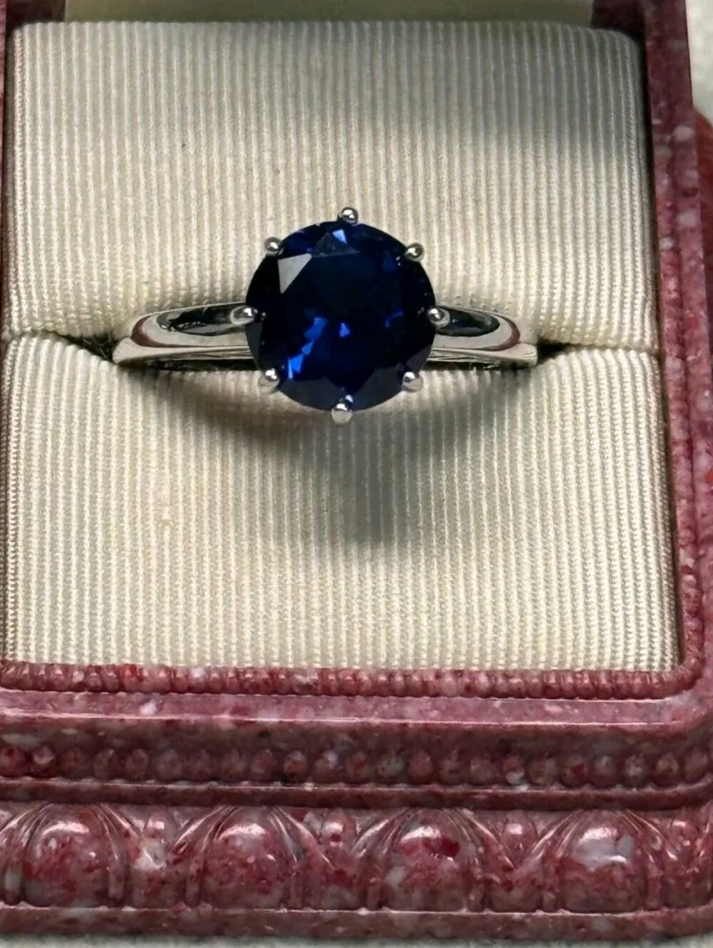 Sterling Silver Blue Sapphire Solitaire Ring SZ 10